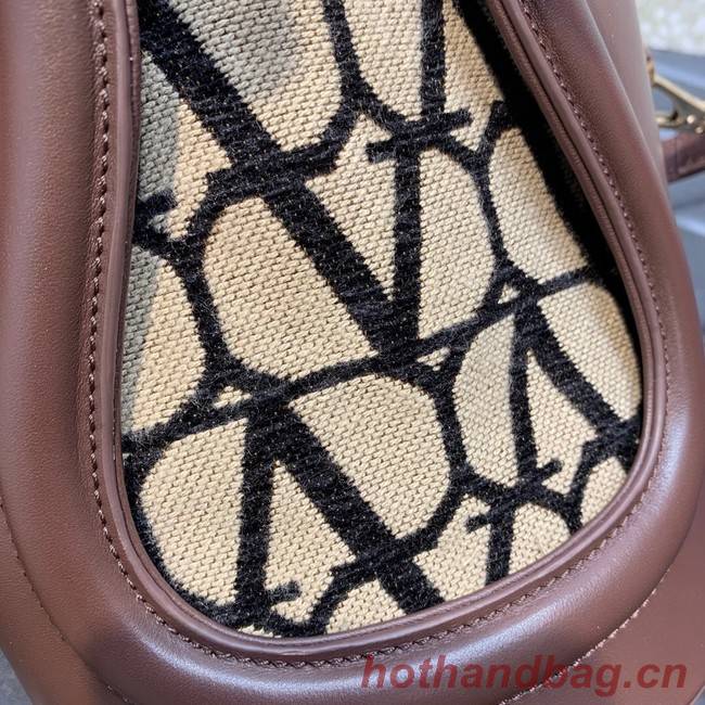 VALENTINO V-logo MINI LOCO sheepskin and fabric Bucket Bag I6ZN black