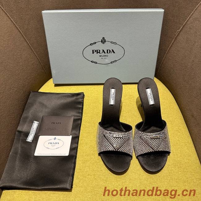 Prada High-heeled satin slides with crystals 93509-1