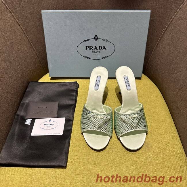Prada High-heeled satin slides with crystals 93509-6