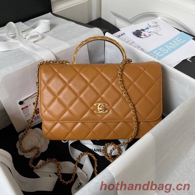 Chanel SMALL FLAP BAG WITH TOP HANDLE AS4232 brown