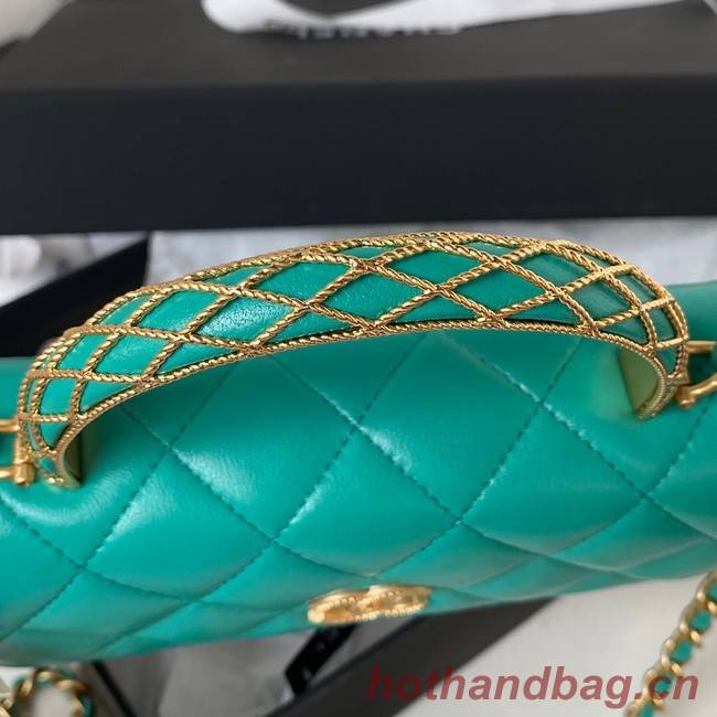 Chanel MINI FLAP BAG WITH TOP HANDLE AP3385 green