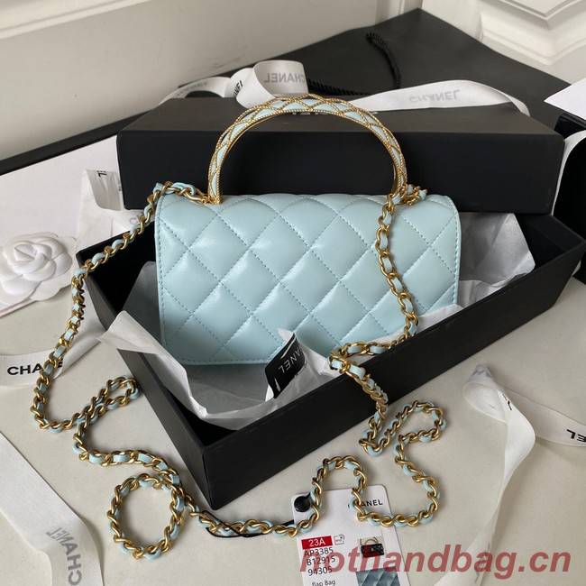 Chanel MINI FLAP BAG WITH TOP HANDLE AP3385 sky blue