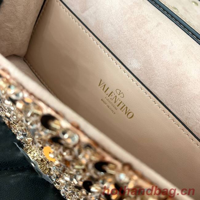 VALENTINO V-logo MINI LOCO sequin and leather bag WA0K53-1