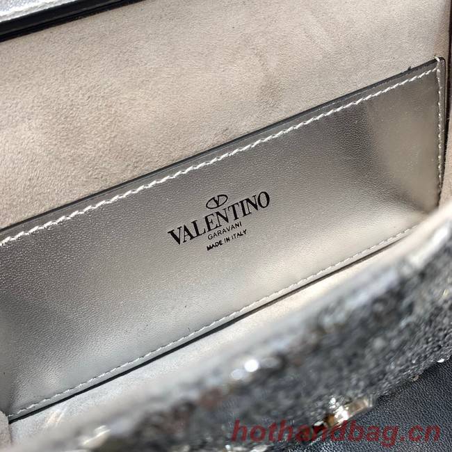 VALENTINO V-logo MINI LOCO sequin and leather bag WA0K53-6