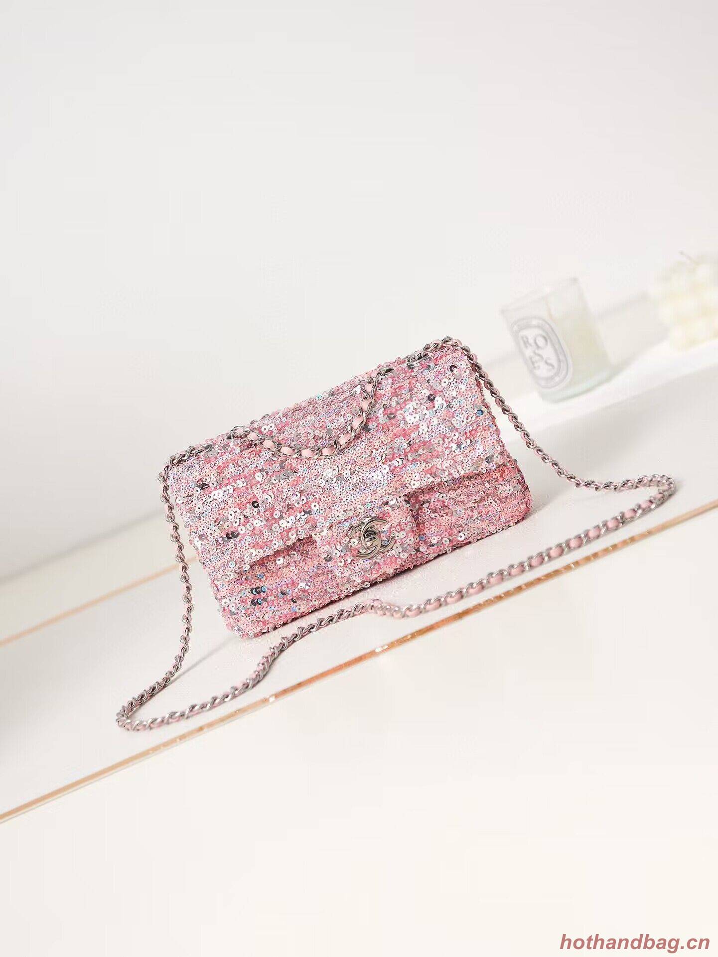Chanel 23C Sequins CF Shoulder Bag AS3965 Pink