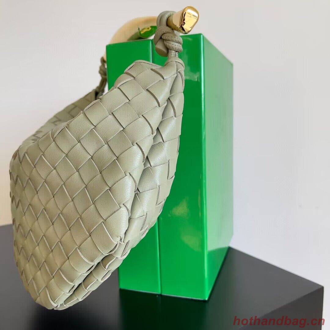 Bottega Veneta Sardine Intrecciato Gold Hardware Handle Bag 716082 Gray Green