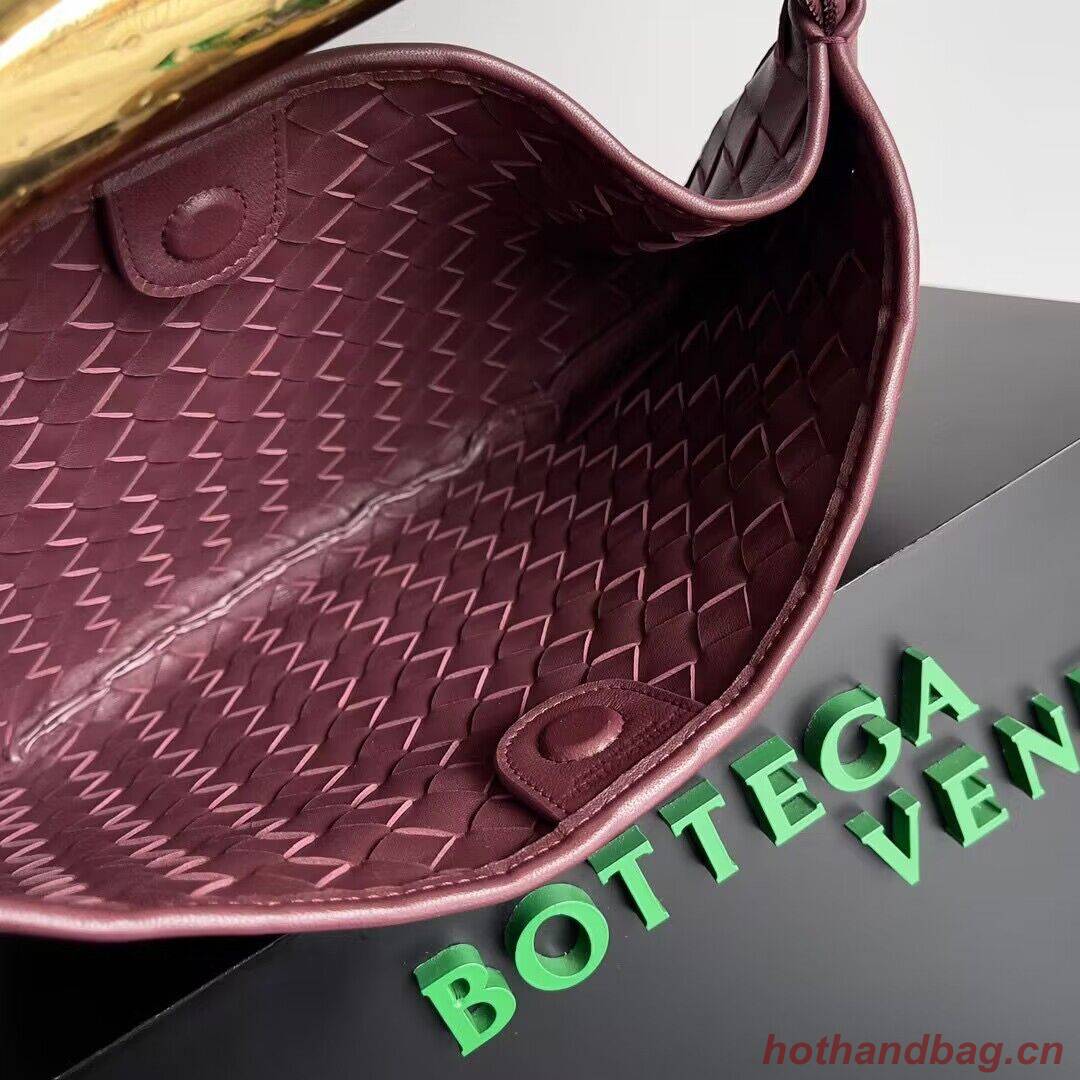 Bottega Veneta Sardine Intrecciato Gold Hardware Handle Bag 716082 Wine