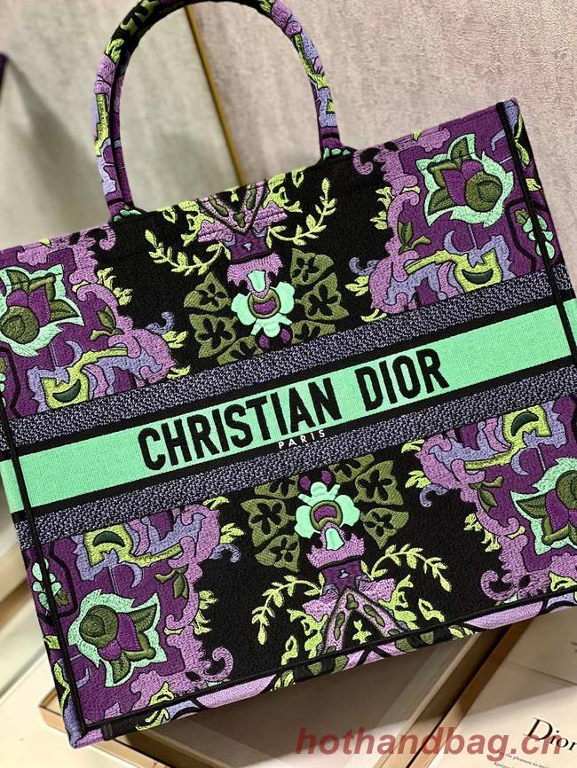 LARGE DIOR BOOK TOTE Multicolor Dior Indian Purple Embroidery M1286ZESK