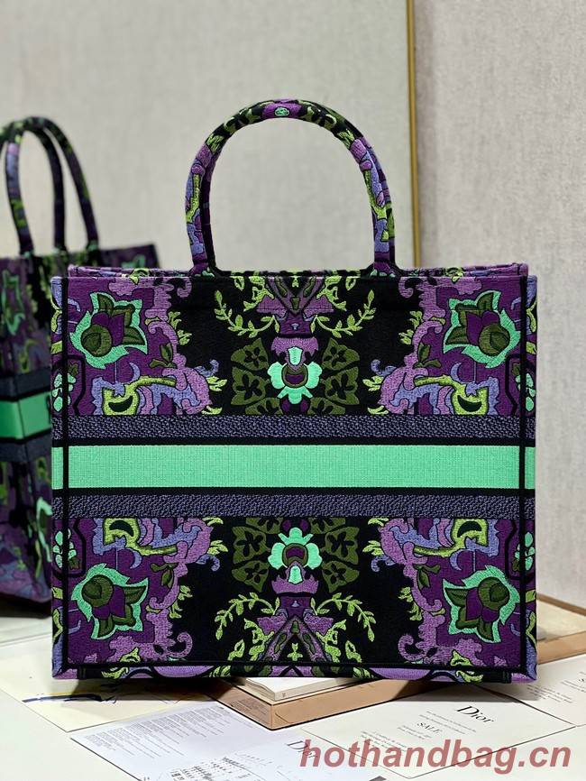 LARGE DIOR BOOK TOTE Multicolor Dior Indian Purple Embroidery M1286ZESK