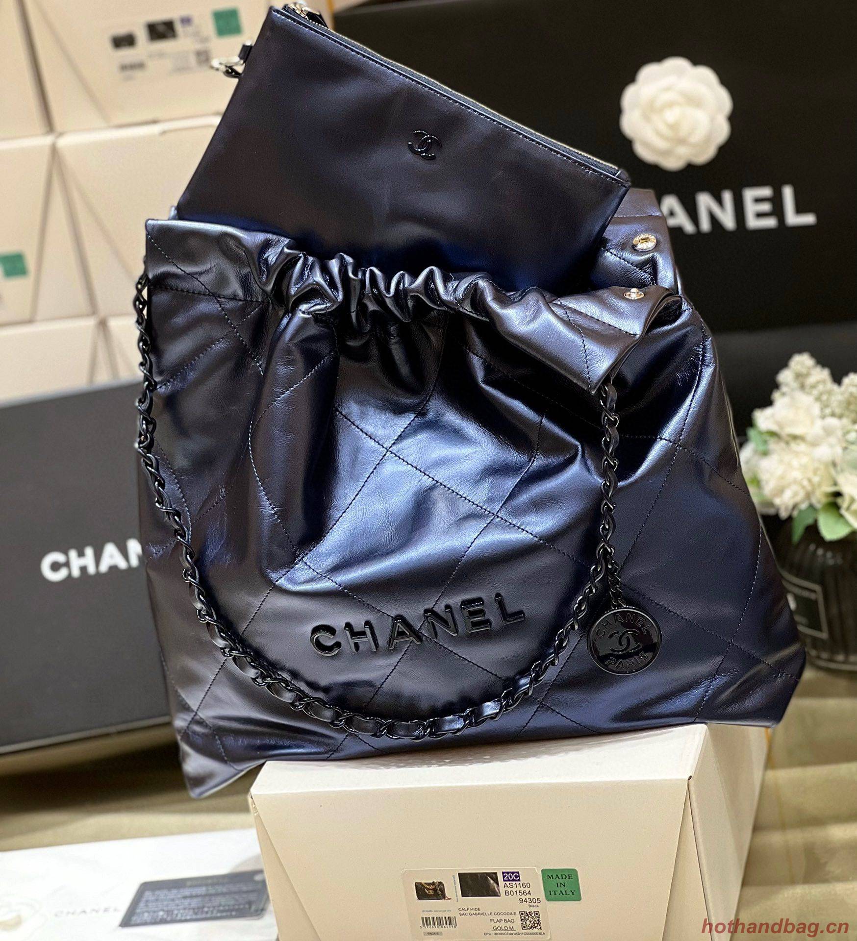 Chanel Calf leather shopping bag AS3261 Navy Blue