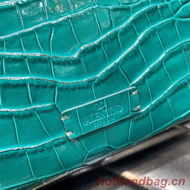 VALENTINO VSLING small Crocodile pattern Shoulder bag WB0F53 blue