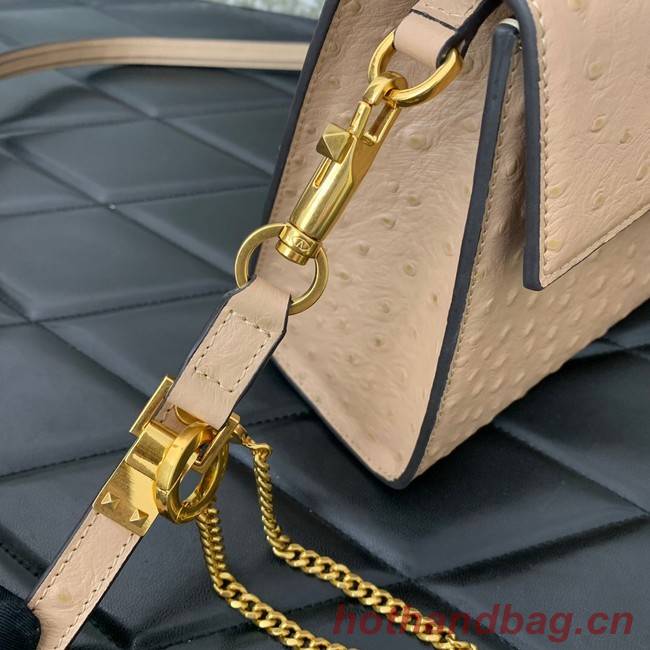 VALENTINO VSLING small Ostrich pattern Shoulder bag WB0F53 Cinnamon Pink