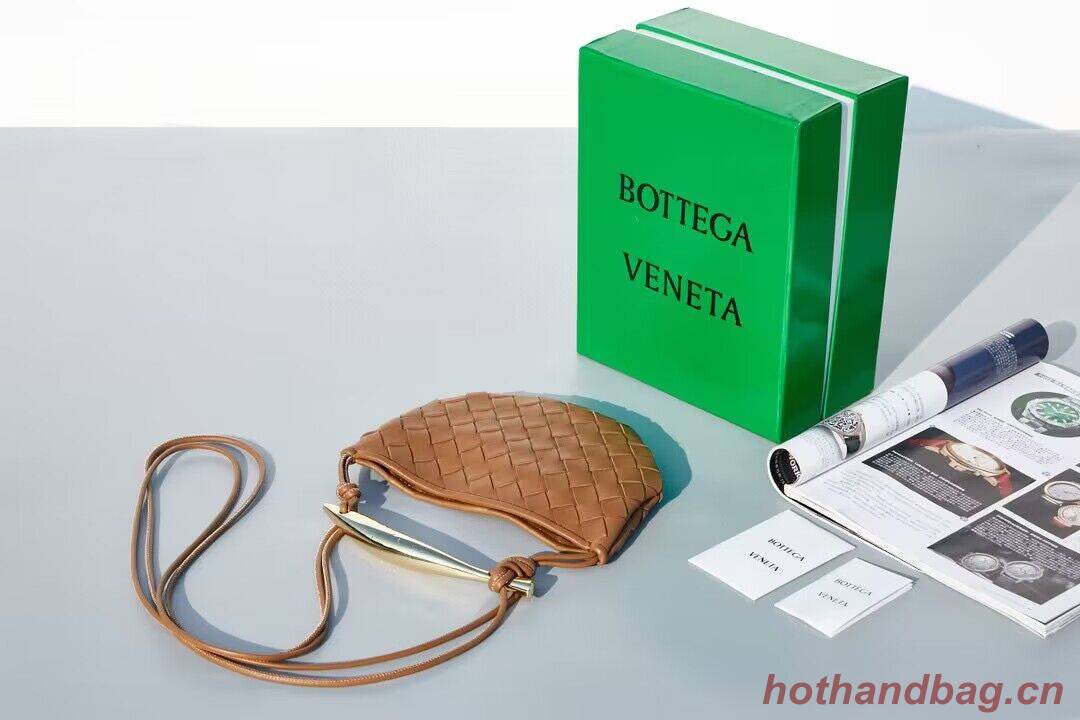 Bottega Veneta Sardine Intrecciato Gold Hardware Handle Bag 744267 Brown