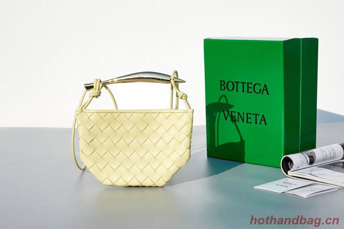 Bottega Veneta Sardine Intrecciato Gold Hardware Handle Bag 744267 Lemon