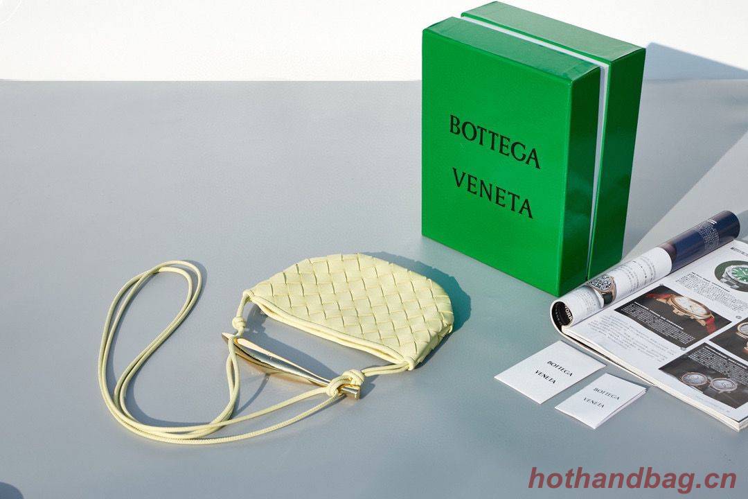 Bottega Veneta Sardine Intrecciato Gold Hardware Handle Bag 744267 Lemon