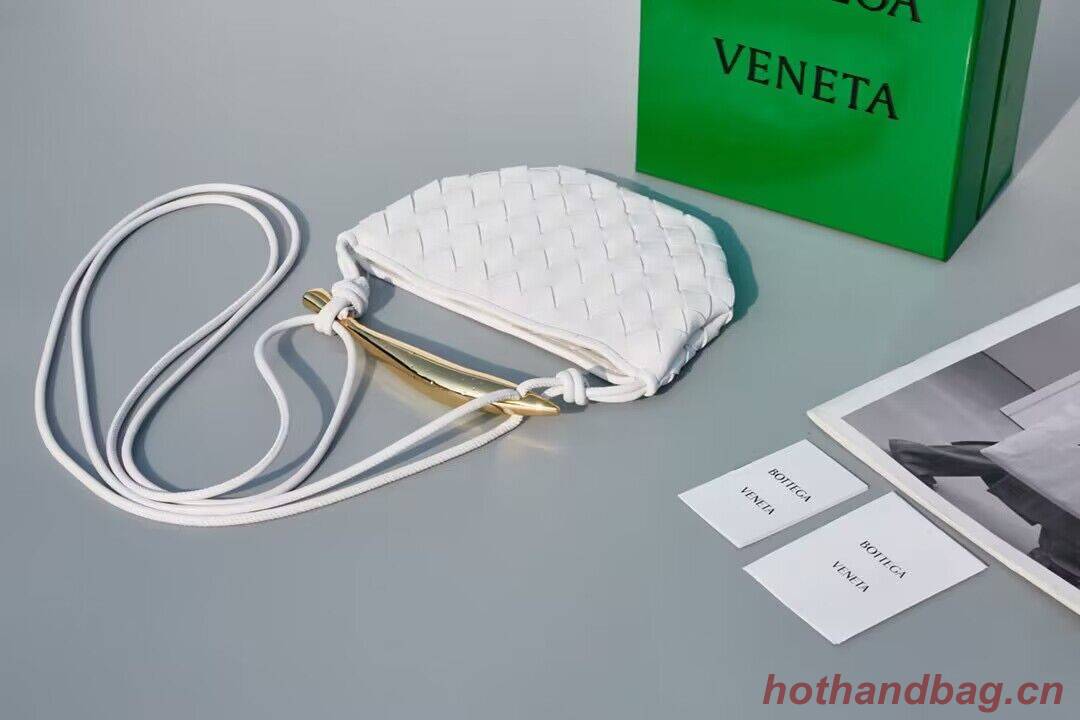 Bottega Veneta Sardine Intrecciato Gold Hardware Handle Bag 744267 White