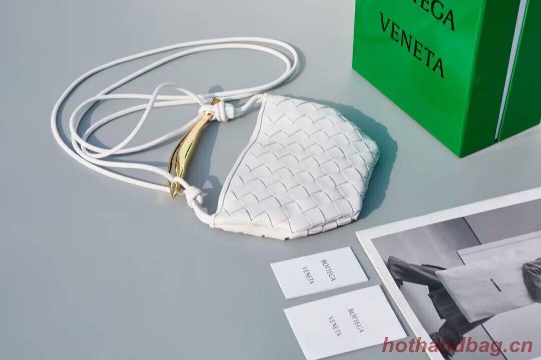 Bottega Veneta Sardine Intrecciato Gold Hardware Handle Bag 744267 White