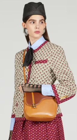 GUCCI EQUESTRIAN INSPIRED SHOULDER BAG 740988 Cuir and brown