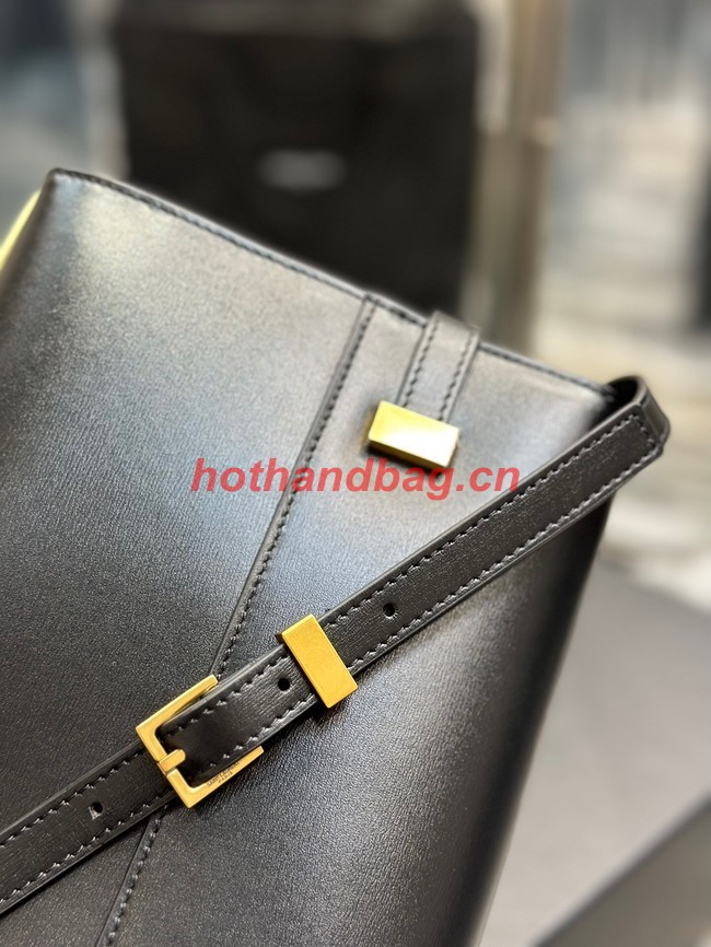 SAINT LAURENT MANHATTAN SMALL SHOULDER BAG IN LEATHER 675626 black&yellow