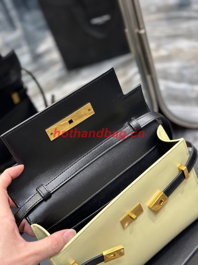 SAINT LAURENT MANHATTAN SMALL SHOULDER BAG IN LEATHER 675626 black&yellow