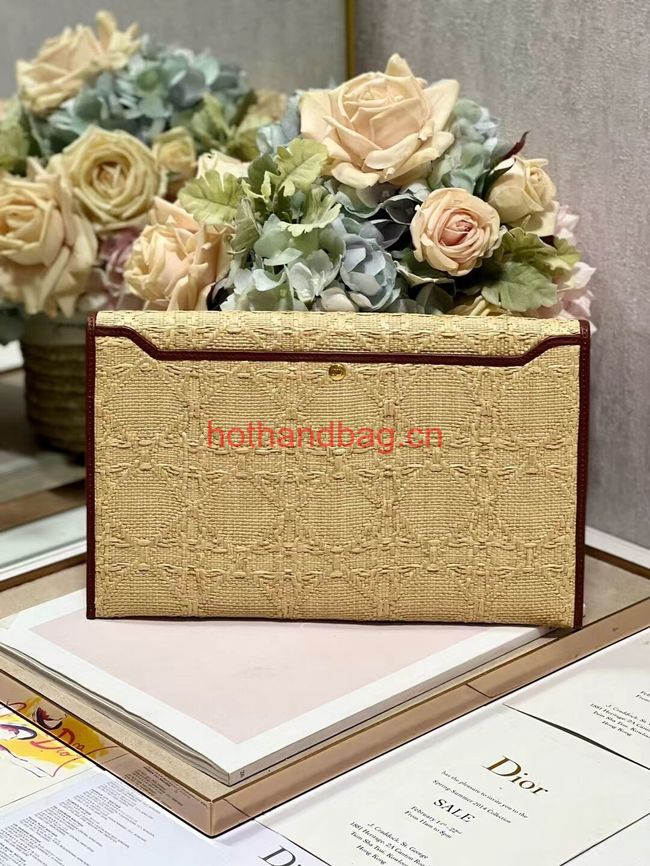 30 MONTAIGNE AVENUE POUCH WITH FLAP Natural Cannage Raffia S2191UCN