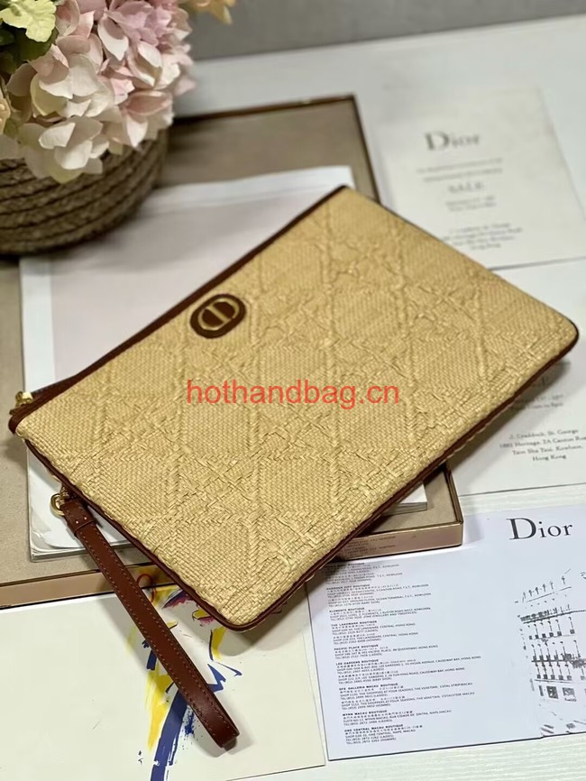 LARGE DIOR CARO DAILY POUCH Natural Cannage Raffia  S5086UWHC