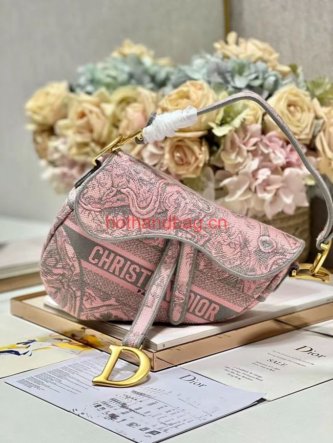 Dior SADDLE BAG Pink Toile de Jouy Reverse Embroidery M0446CEUP