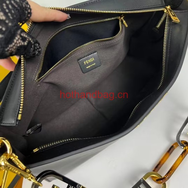 Fendi O Lock Zipper leather bag F1068 black