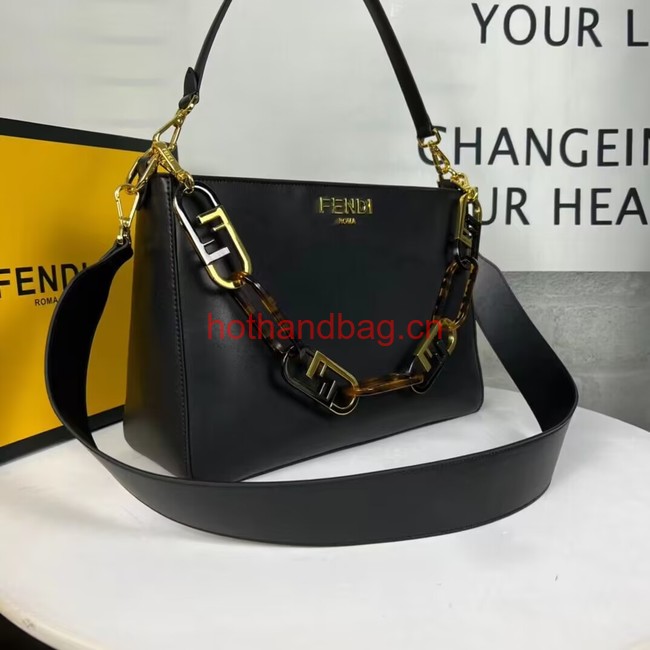 Fendi O Lock Zipper leather bag F1068 black