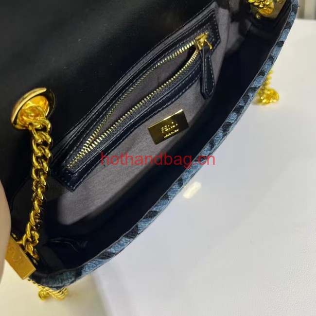 Fendi Baguette canvas bag with FF embroidery F1531 blue