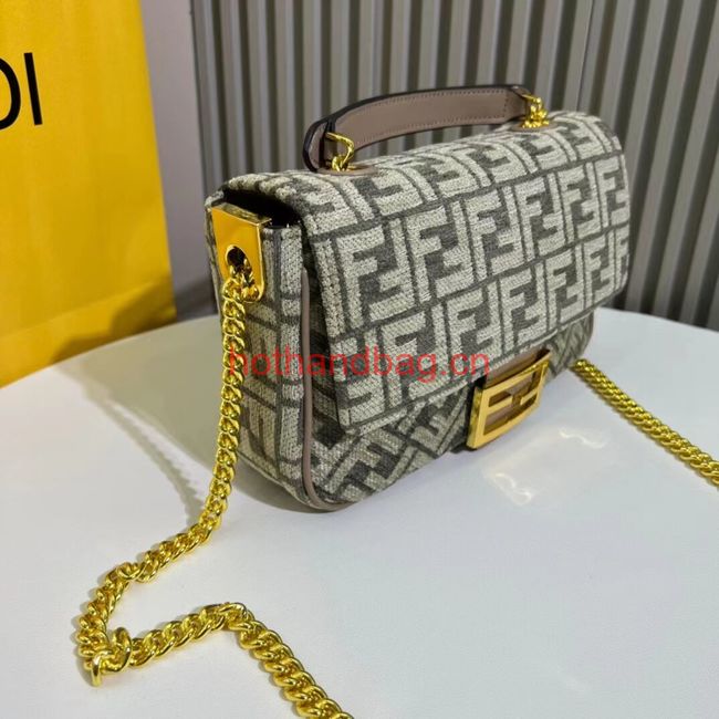 Fendi Baguette canvas bag with FF embroidery F1531 gray