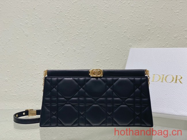 DIOR CARO COLLE NOIRE CLUTCH WITH CHAIN Black Cannage Lambskin S5166UDBB