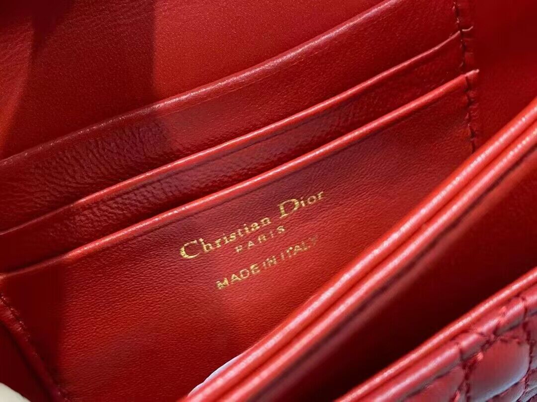 Dior Lady Original Leather Pearl Clutch Bag 6617 Red