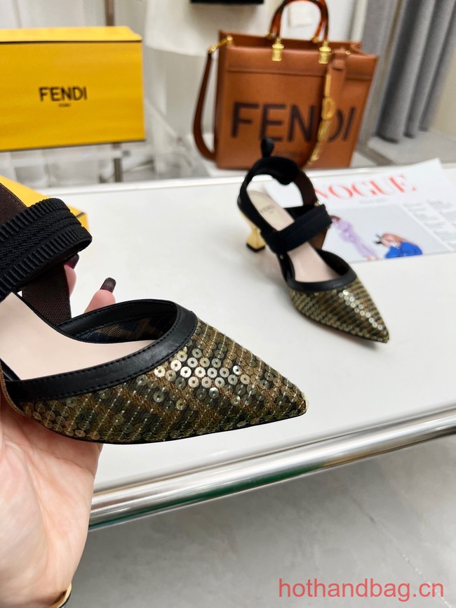 Fendi Colibri mesh high-heeled slingbacks 93615-5