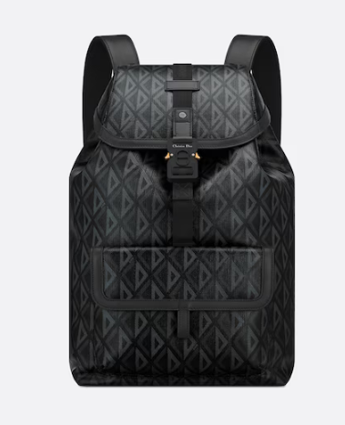 DIOR HIT THE ROAD BACKPACK Black CD Diamond Canvas and Smooth Calfskin 1ESBA021