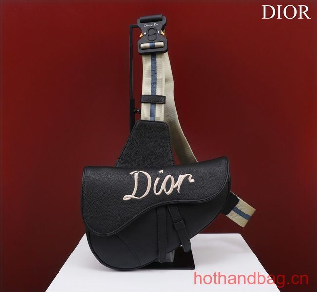 Dior Essentials SADDLE BAG Grained Calfskin 1ADPO093G BLACK