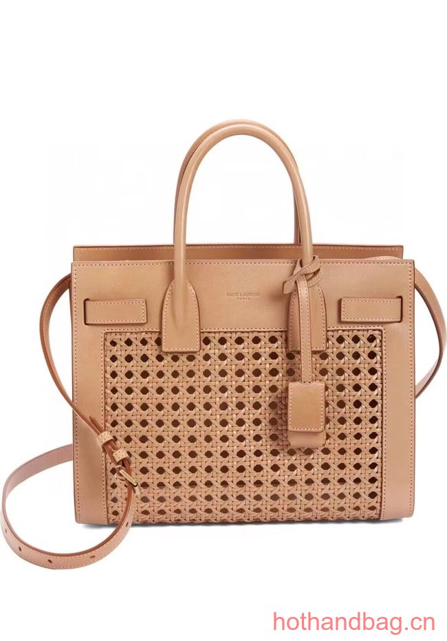 SAINT LAUREN SAC DE JOUR BABY IN CANEWORK VEGETABLE-TANNED LEATHER Y877440 apricot