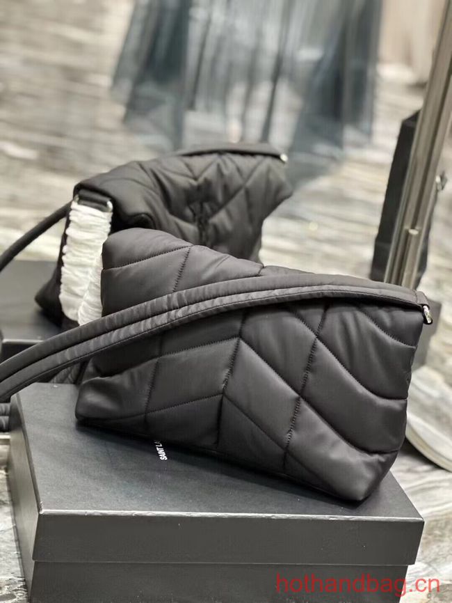 SAINT LAURENT MEDIUM PUFFER IN QUILTED NYLON AND LEATHER Y988336 BLACK