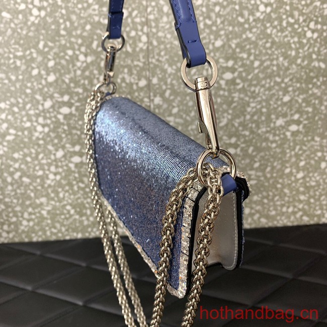 VALENTINO MINI LOCO imitation crystal shoulder bag WB0K53SL sky blue