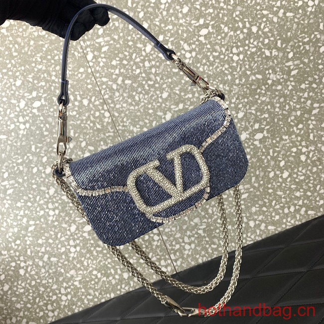 VALENTINO MINI LOCO imitation crystal shoulder bag WB0K53SL sky blue