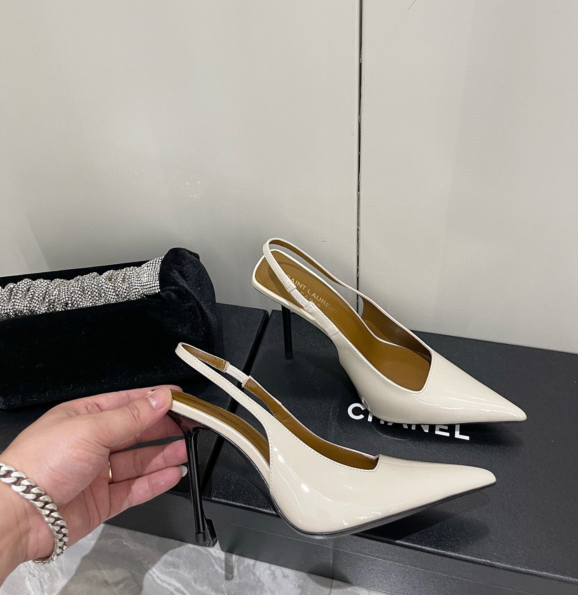 Saint Laurent Shoes heel height 10CM 63301 Cream