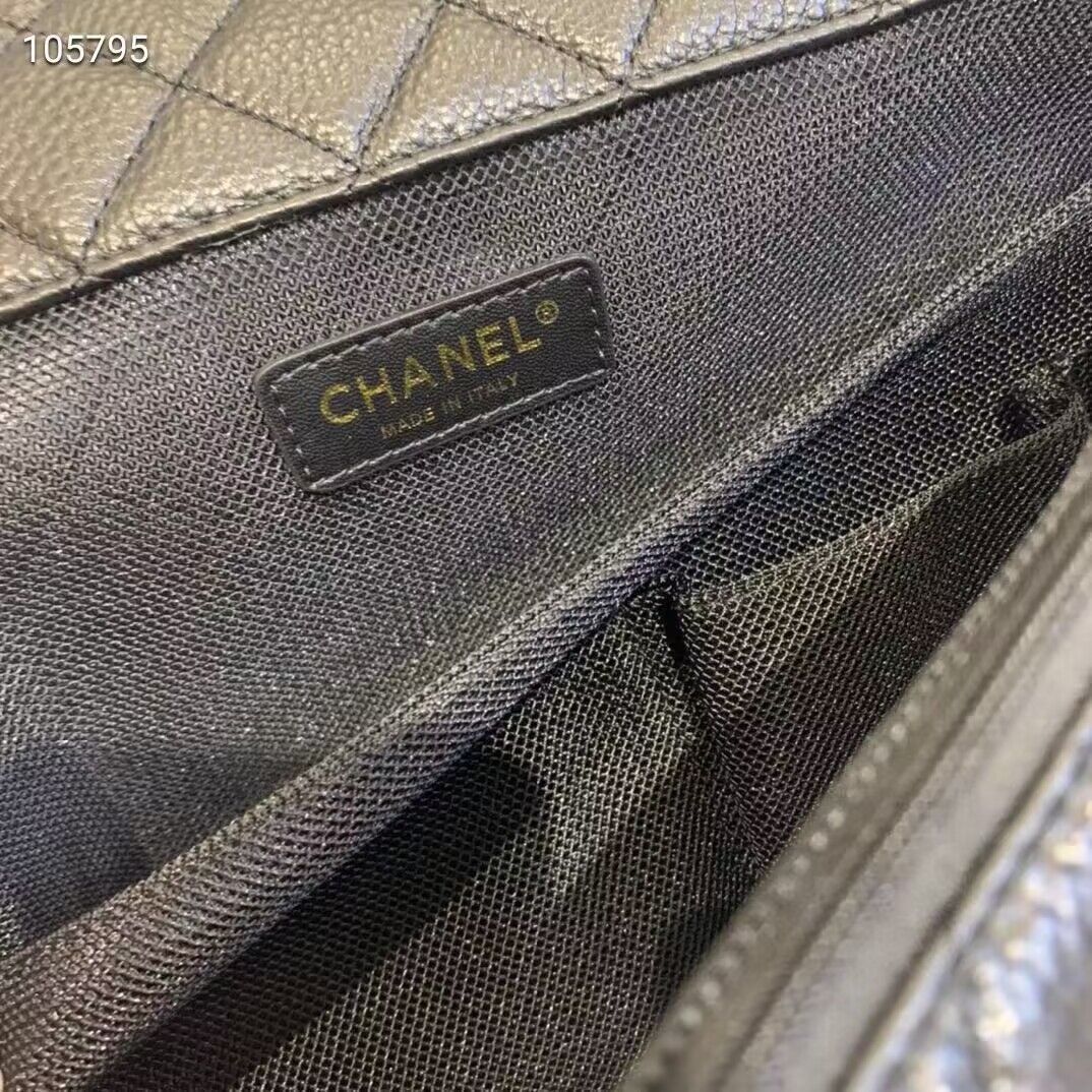 Chanel Large CF Flap Bag Original Leather A91169 Black & Gold Tone