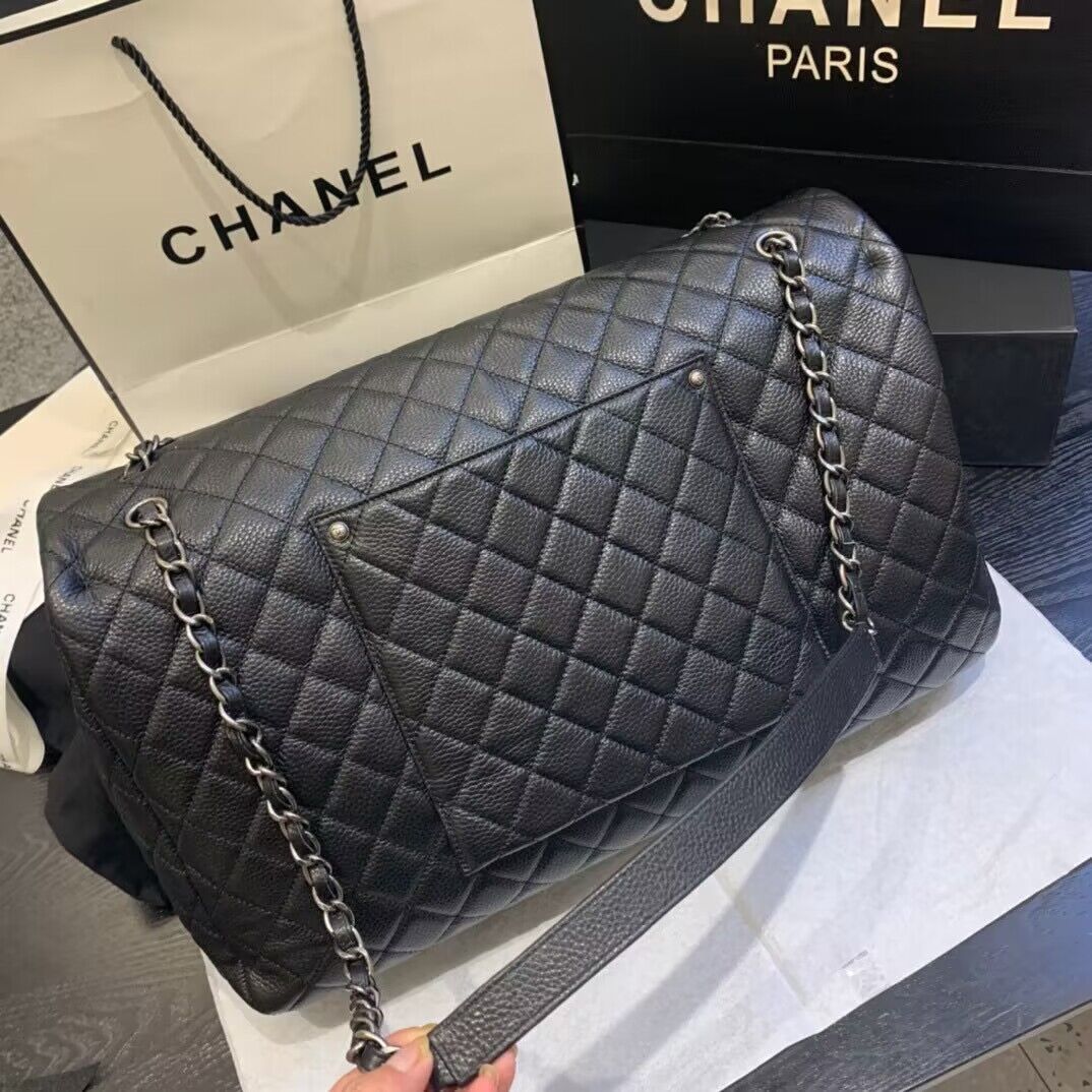 Chanel Large CF Flap Bag Original Leather A91169 Black & Silver Tone
