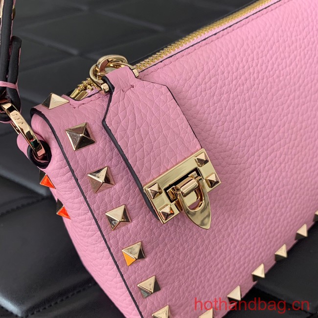 VALENTINO Rockstud small grain calfskin messenger bag YS097 pink