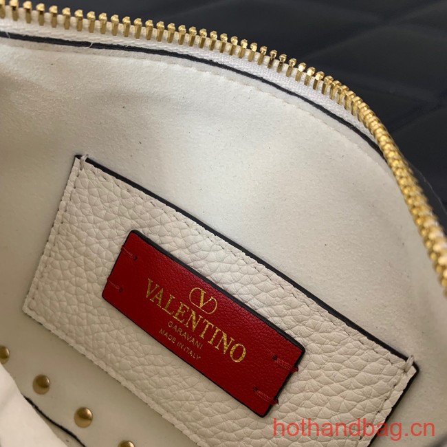 VALENTINO Rockstud small grain calfskin messenger bag YS097 white