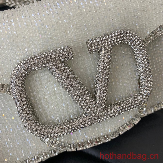 VALENTINO V-logo MINI LOCO bag beads 5032C white