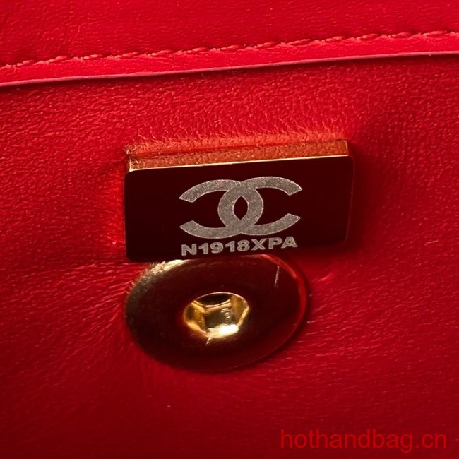 Chanel SMALL FLAP BAG WITH TOP HANDLE AS4306 red
