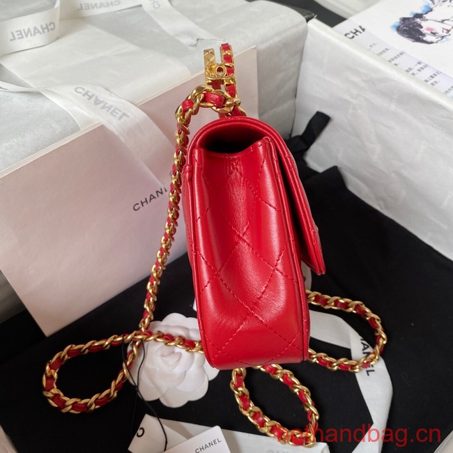 Chanel SMALL FLAP BAG WITH TOP HANDLE AS4306 red