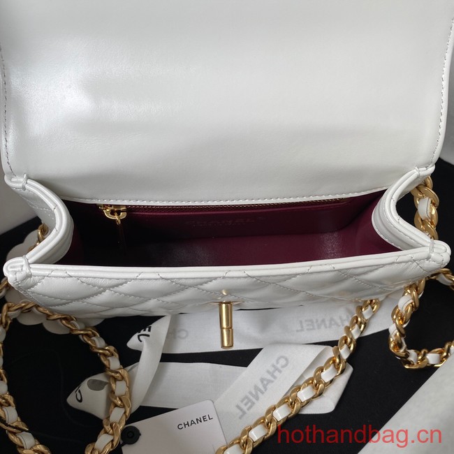 Chanel SMALL FLAP BAG WITH TOP HANDLE AS4306 white