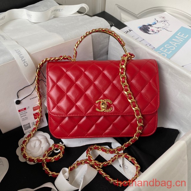 Chanel SMALL FLAP BAG WITH TOP HANDLE AS4307 red